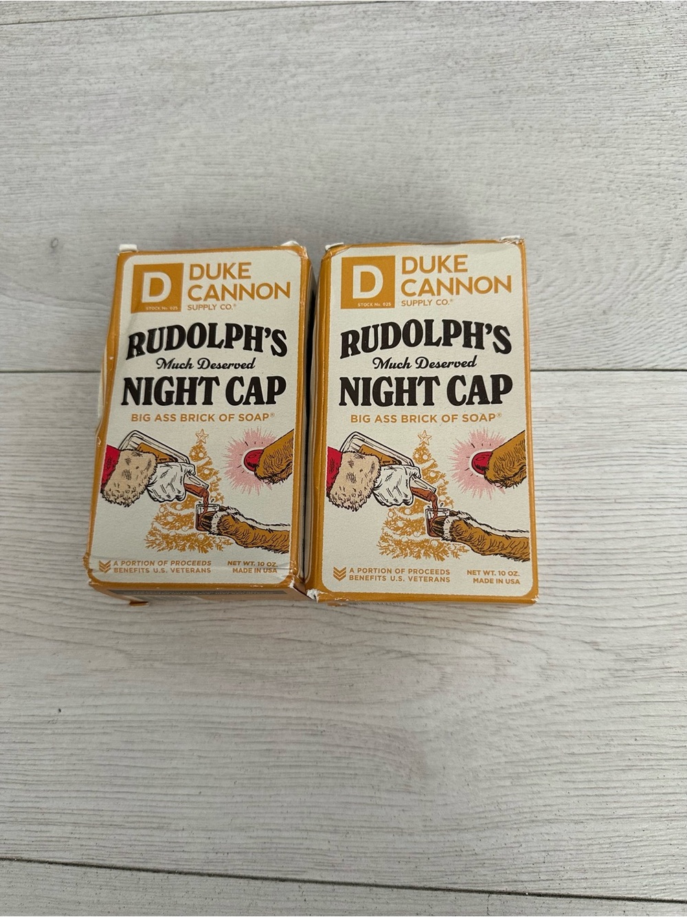 New 2 pack Duke Cannon bar soap- rudolph's much deserved night cap
